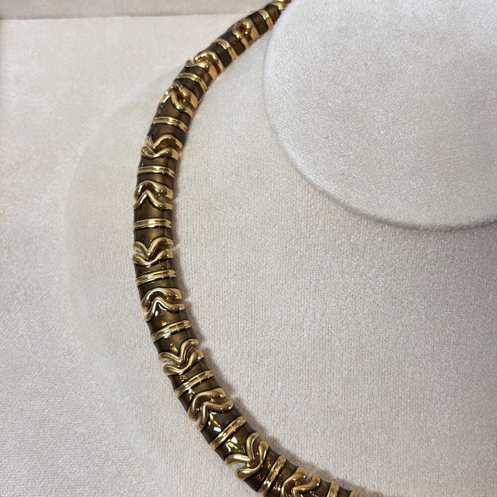 D'Orlan Gold Plated Necklace with Enamel 16-18" Length Women Jewelry - Picture 2 of 3